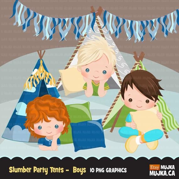 Slumber party sleepover tents. Pajama clipart movie