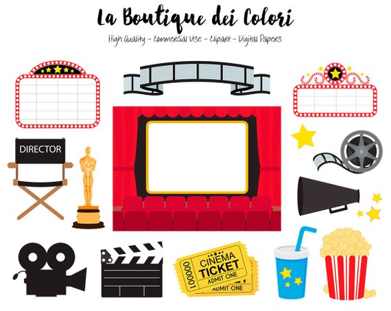 Movie clipart printable. Theater clip art cute