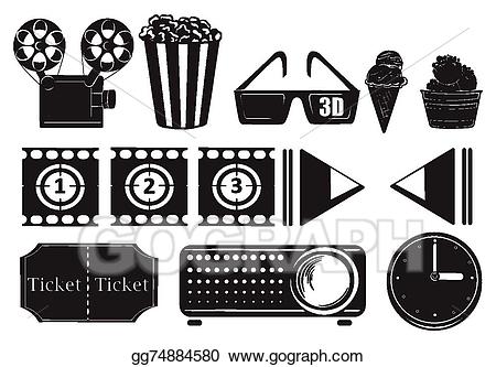 Movies clipart movie marathon. Eps vector foods and