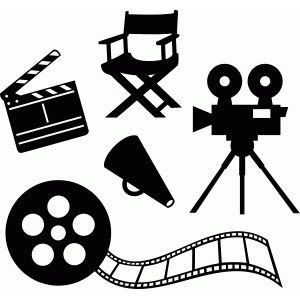 Movies clipart silhouette. Cinema set silhouettes and