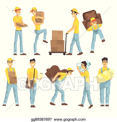 Vector illustration delivery and. Moving clipart engineer