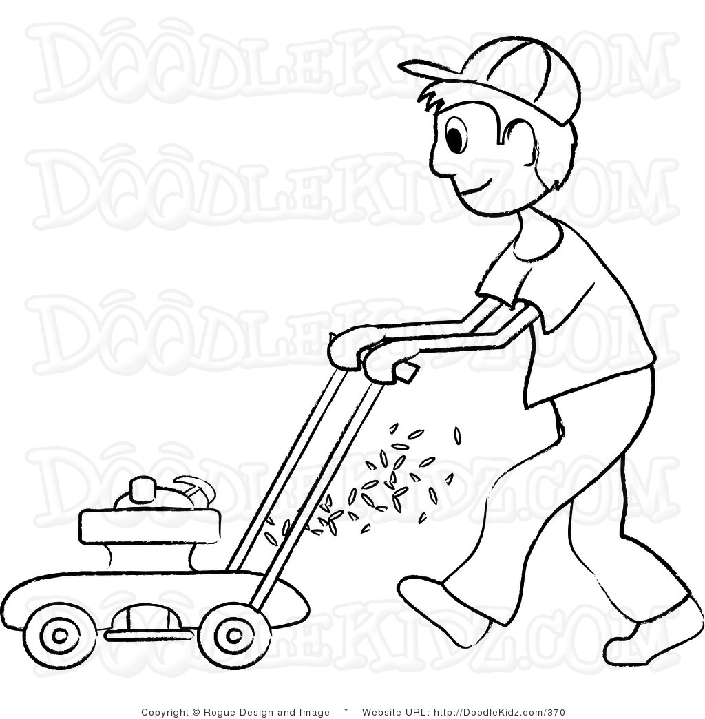 mowing clipart black and white
