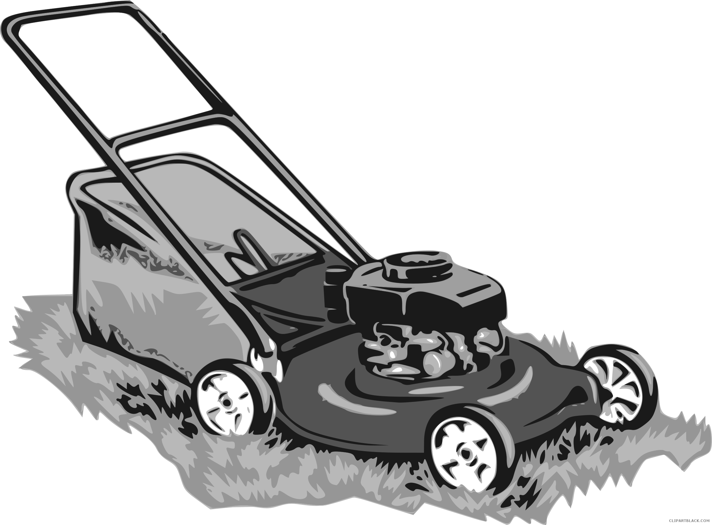 mowing clipart black and white