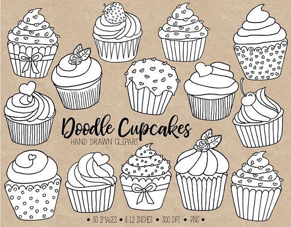 Muffin clipart doodle. The cutest cupcake and