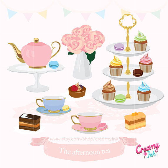 Muffin clipart tea. Afternoon party digital clip