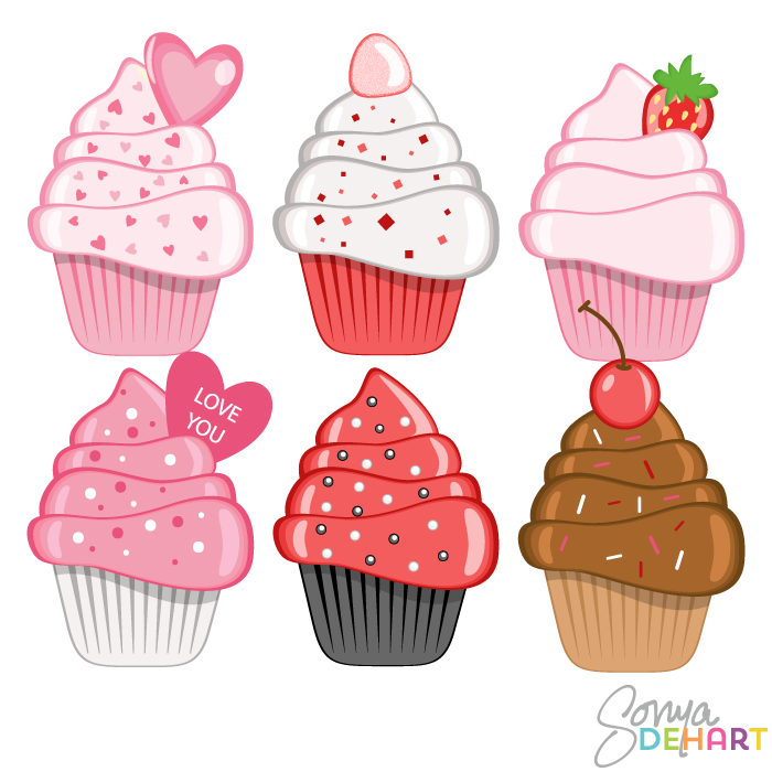 Free cupcakes pictures download. Muffins clipart valentines