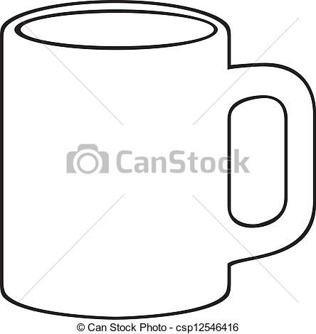 Vector coffee white cup. Mug clipart line art