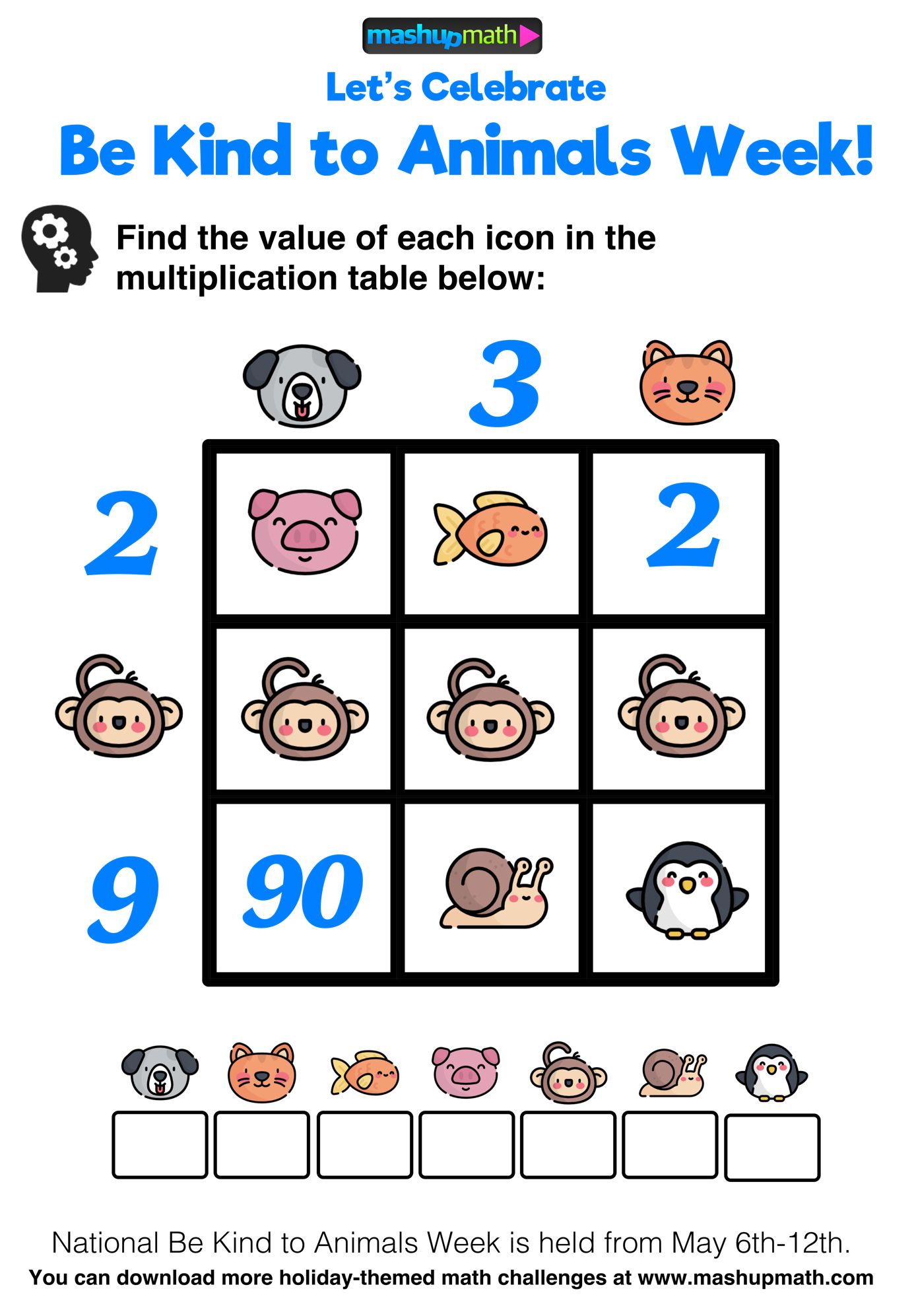 Multiplication clipart math challenge. Animals x keep em