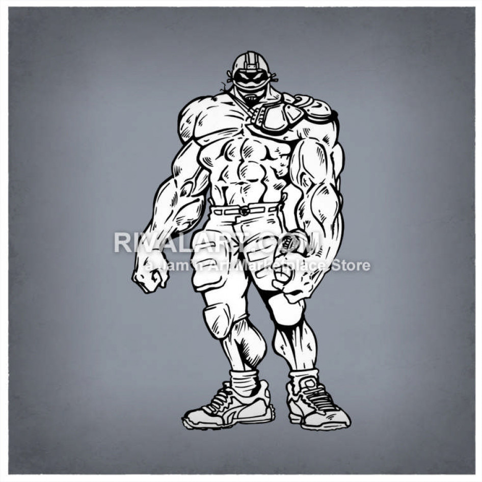 Muscle clipart football player. Big 