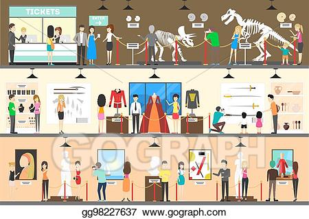 Museum clipart illustration. Vector stock interior set