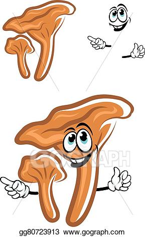Vector art chanterelle mushroom. Mushrooms clipart cartoon character