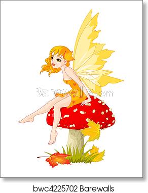 Mushroom clipart woodland elf. Autumn fairy on the