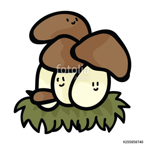 Mushrooms clipart cartoon character. Kawaii ceps mushroom vector