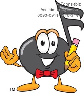 Music clipart character. Note cartoon stock photography