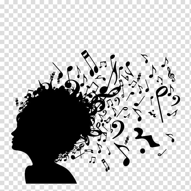 Woman s face with. Music clipart decoration