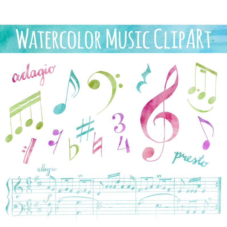 music clipart watercolor