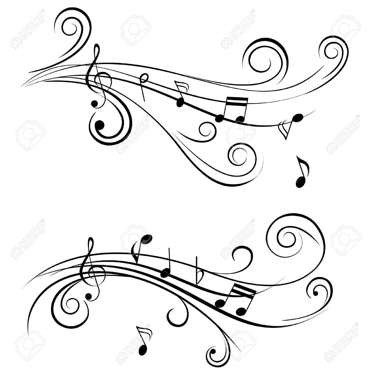 musical clipart swirl