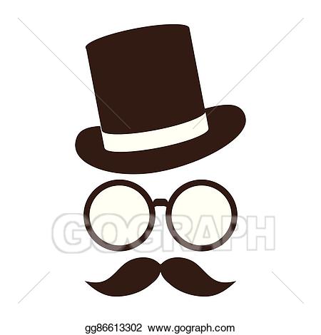 Vector illustration hat with. Mustache clipart cap