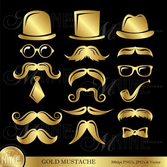 mustache clipart gold