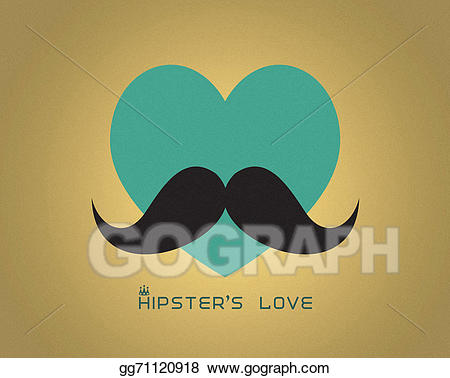 Drawing with gg . Mustache clipart heart