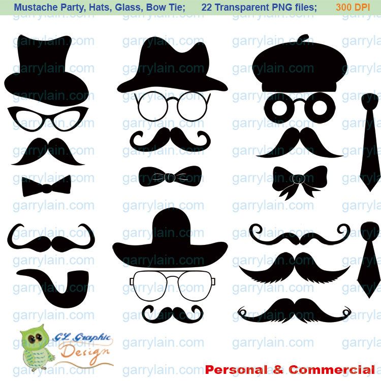 Mustache clipart mens hat. Clip art digital silhouette