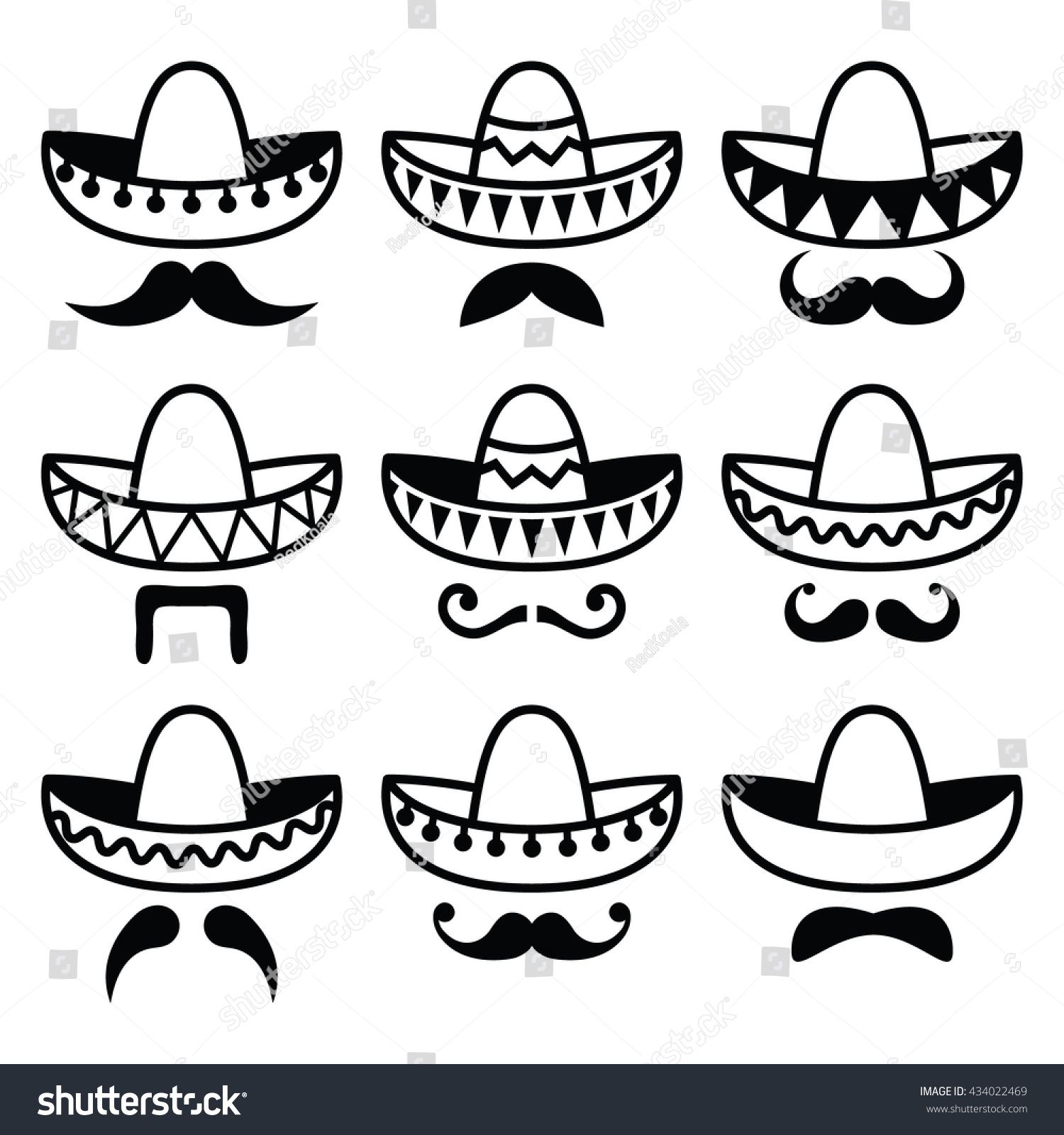 Mexican hat with moustache. Mustache clipart sombrero