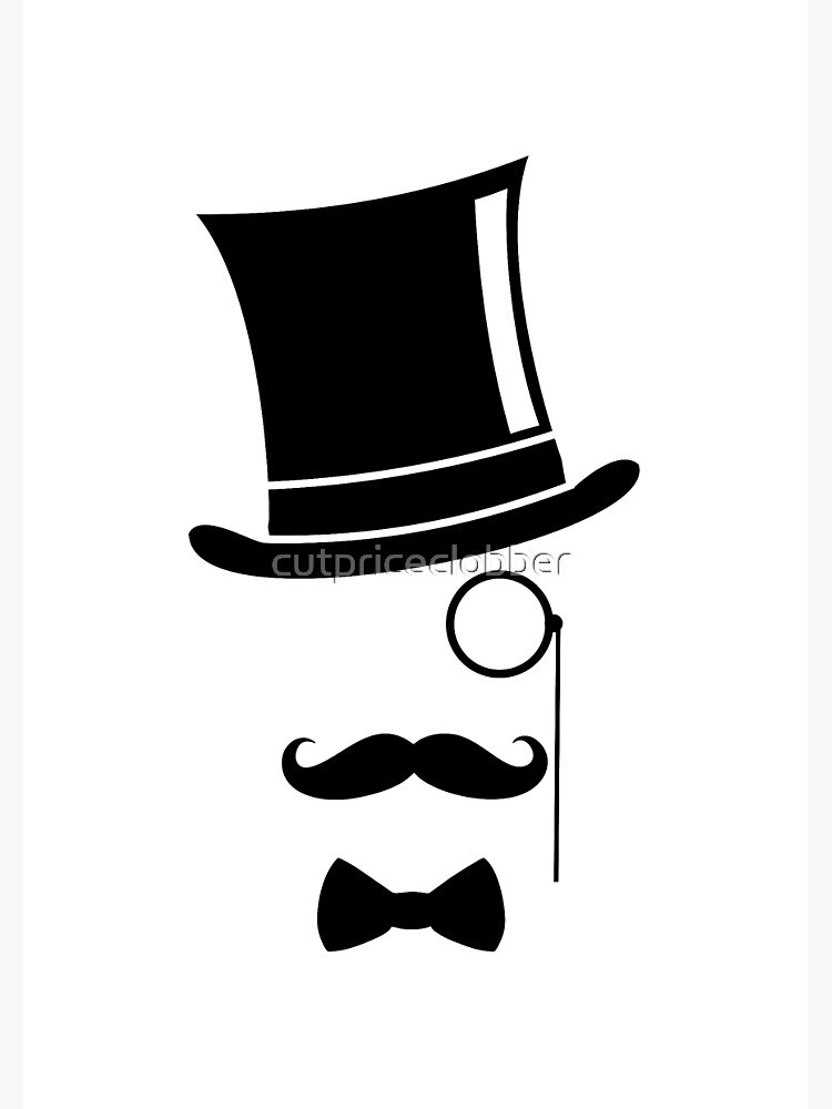 Mustache clipart top hat. Monocle spiral notebook 