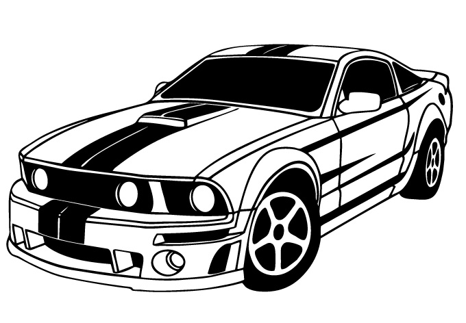 mustang clipart black and white
