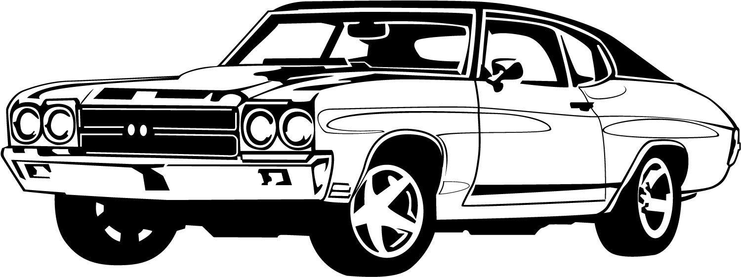 Black and white race. Mustang clipart outline car