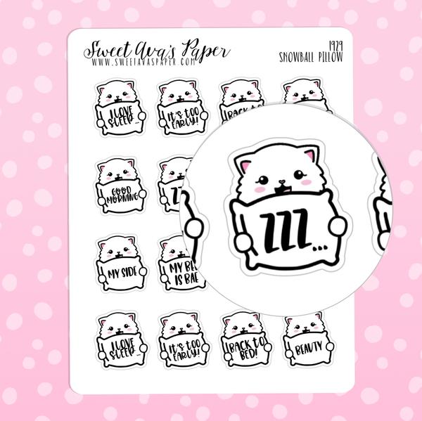 Naptime clipart sleeping bag pillow. Sleep planner stickers cat