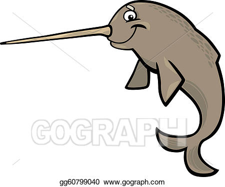 Vector art cartoon drawing. Narwhal clipart