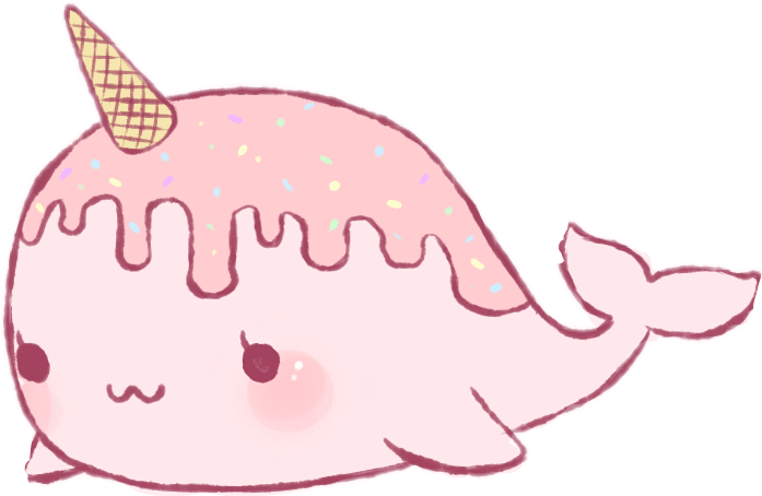 Icecream pink cute animal. Narwhal clipart colorful