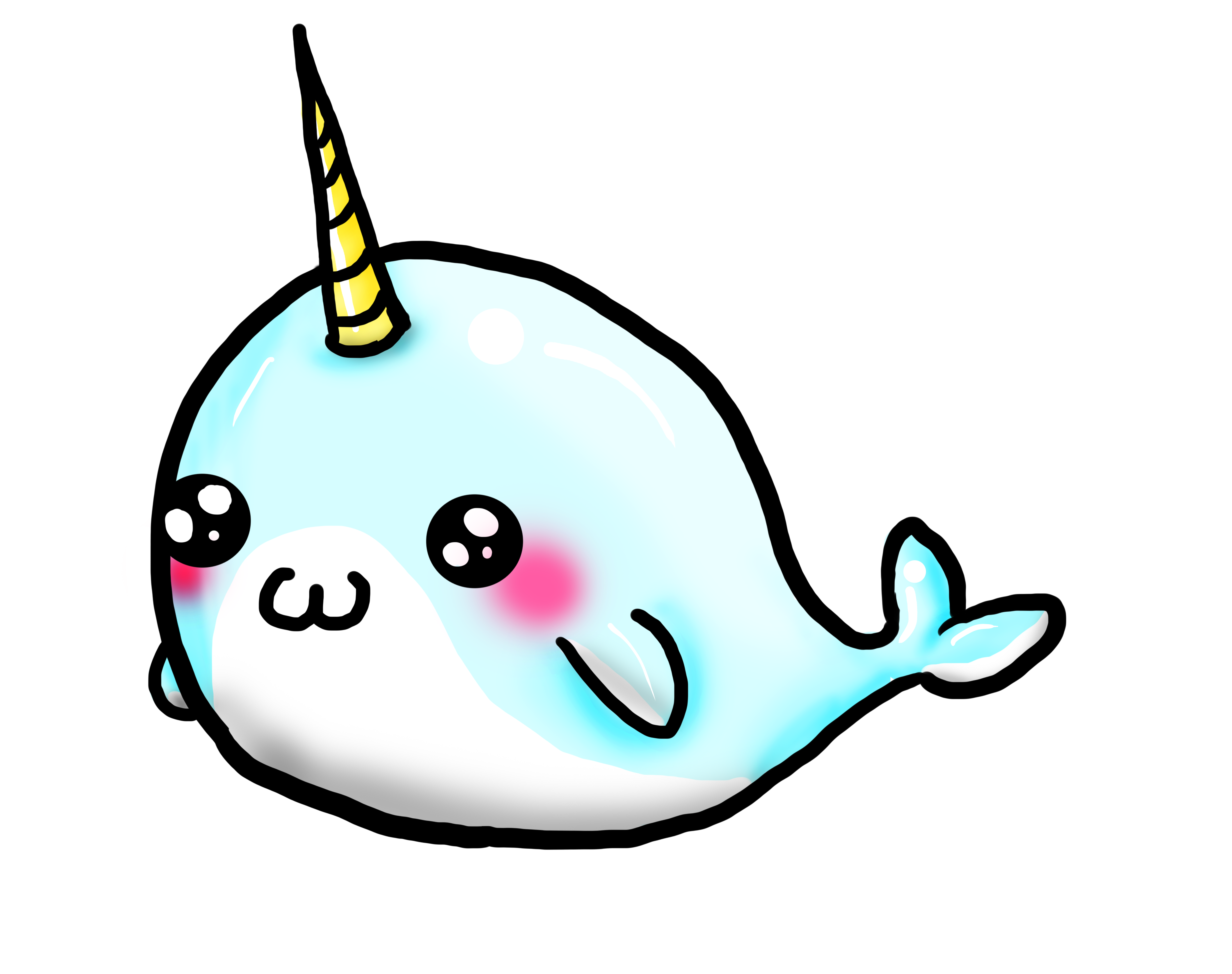 Narwhal clipart cute coloring page. Cartoon 