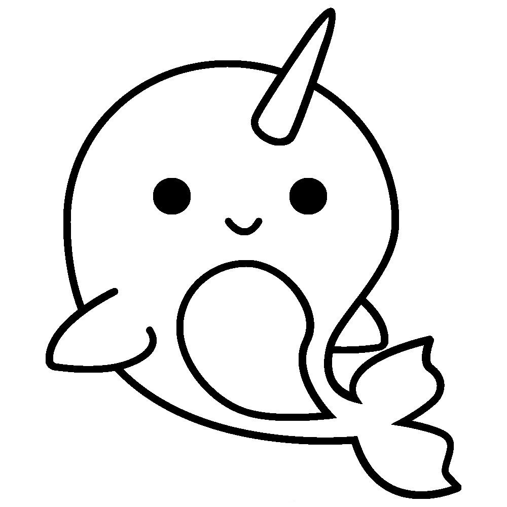 Pages animal . Narwhal clipart cute coloring page