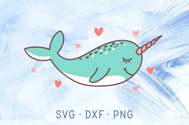 Svg cricut dxf png. Narwhal clipart green