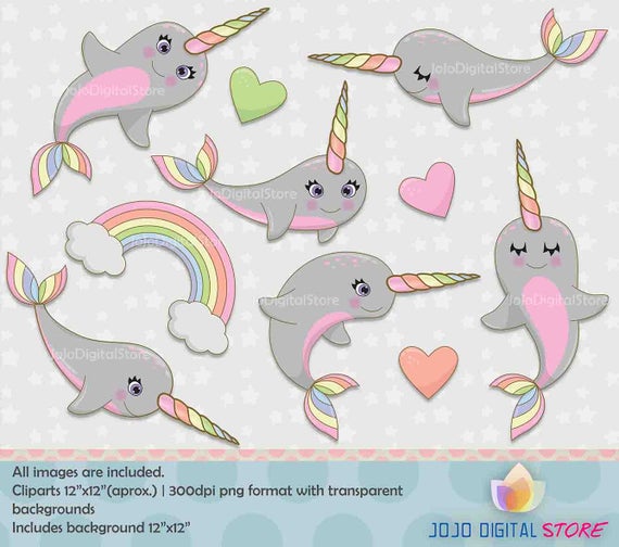 narwhal clipart pastel