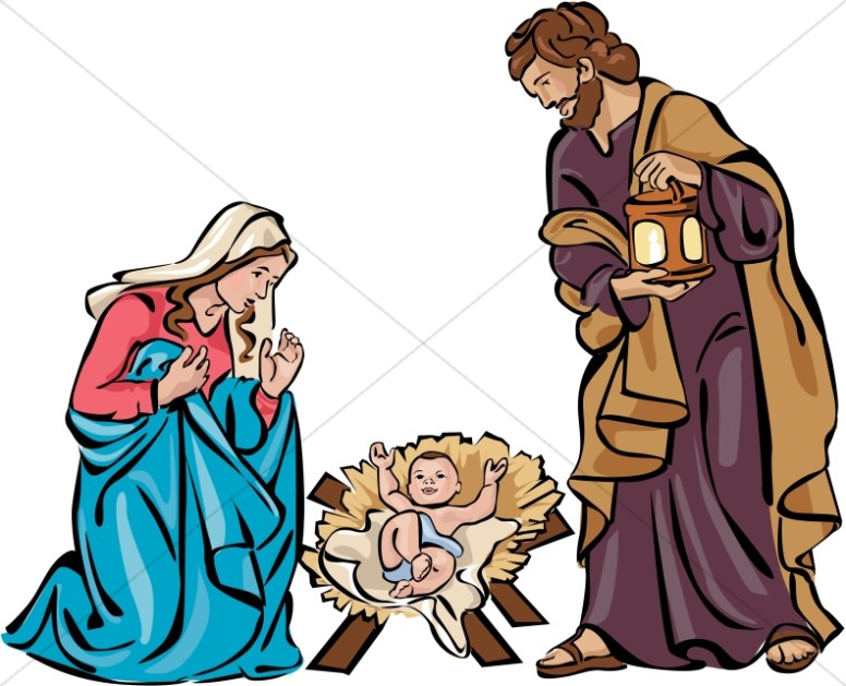 Holy family nativity in. Manger clipart natividad