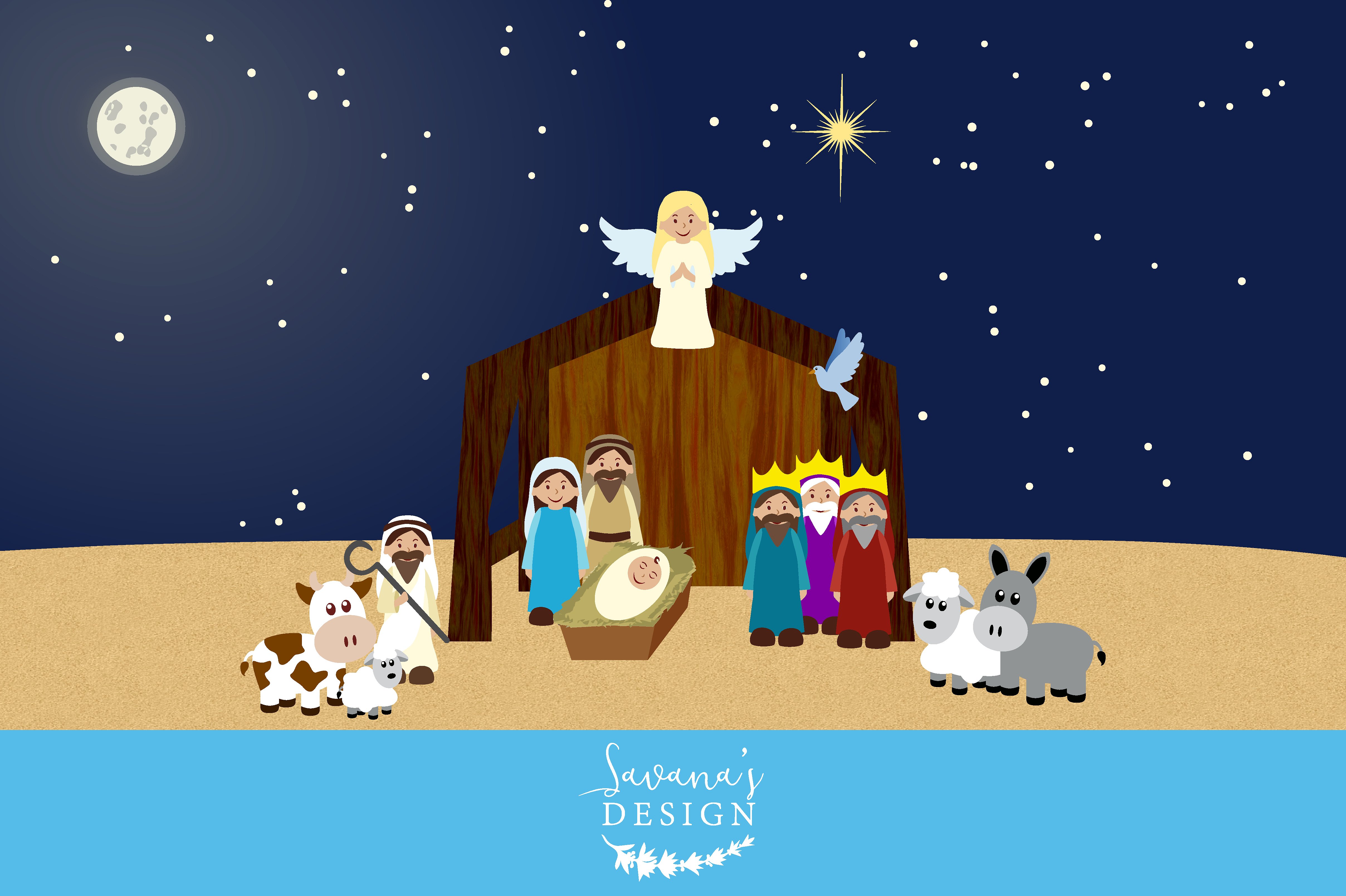 1 clipart scene. Nativity illustrations creative market