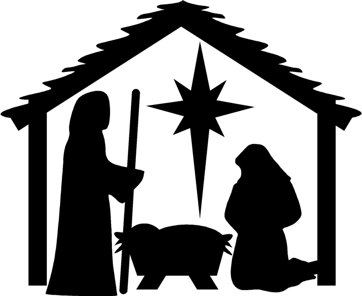 Free Printable Nativity Scene Clipart Black And White