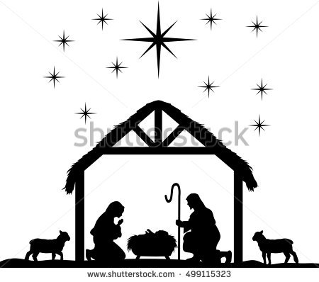 Black and white free. Nativity clipart plural
