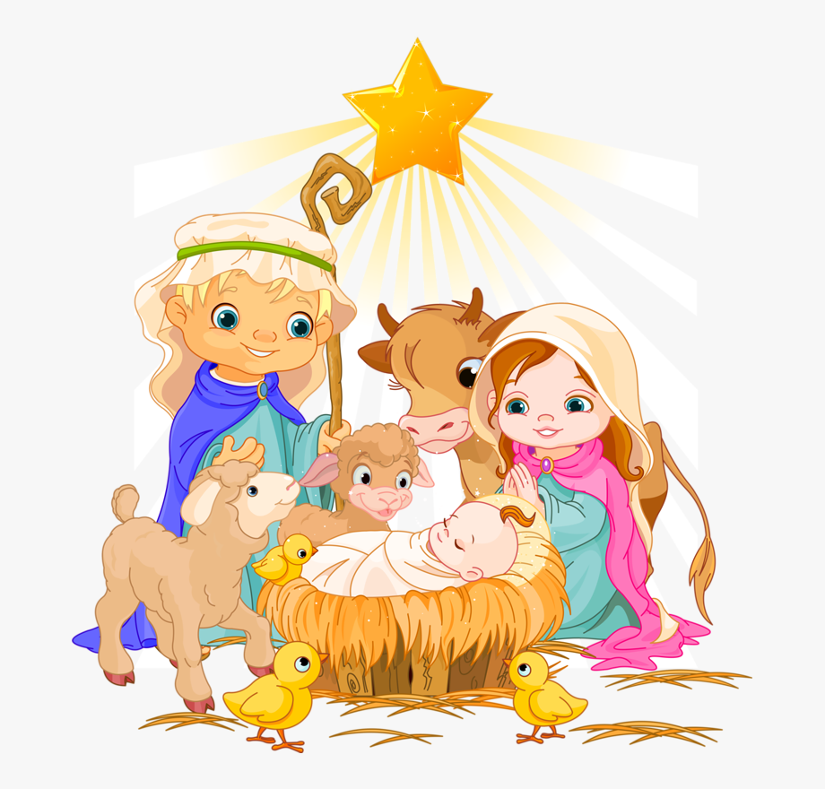 Cartoon scene . Nativity clipart savior born