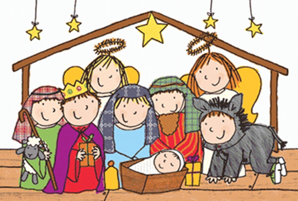 Nativity clipart school. Christmas performance presentation primary