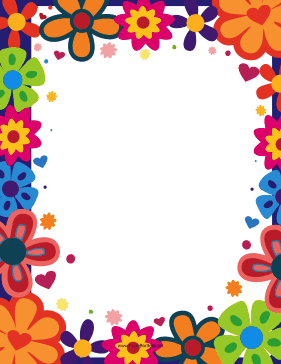 Sunny clipart borders. The bright colorful flowers