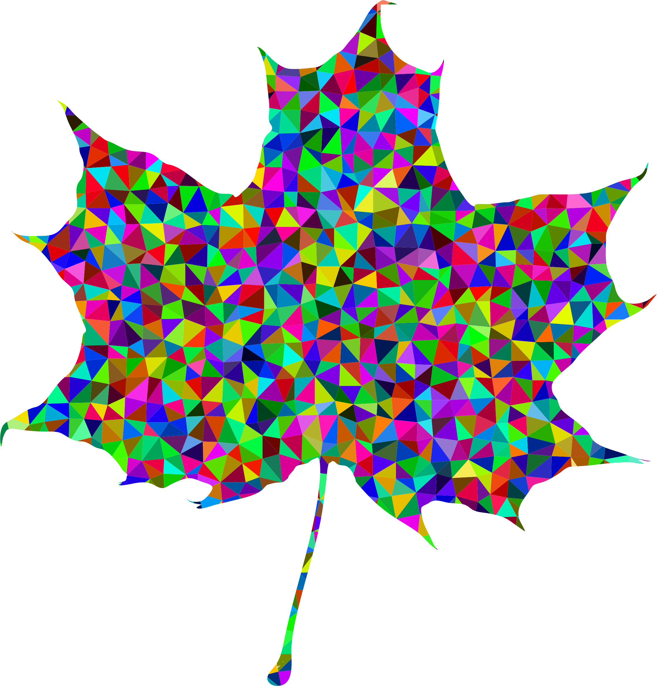 Prismatic low poly maple. Triangular clipart leaf