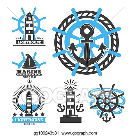Nautical clipart logo. Eps vector marine and