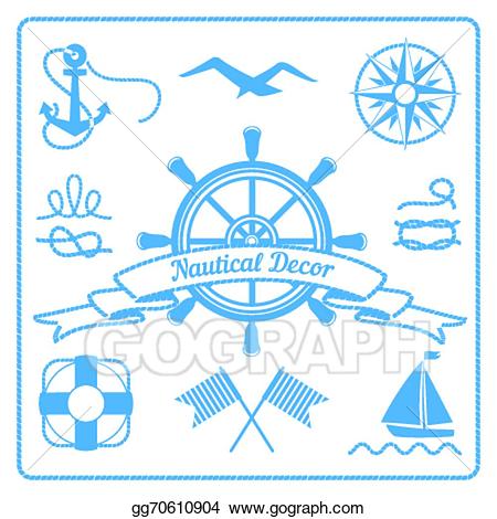 Nautical clipart nautical decor. Vector badges and 