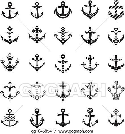 Nautical clipart simple. Vector anchor logo iicons