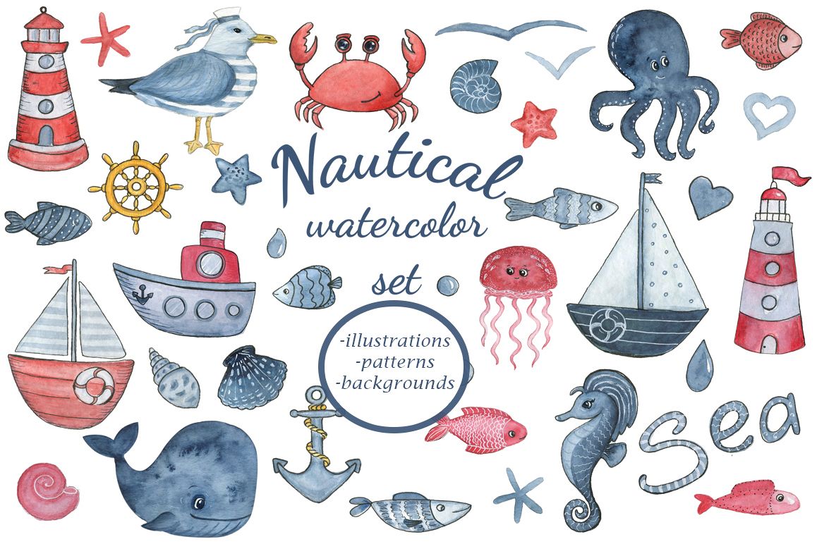 nautical clipart watercolor