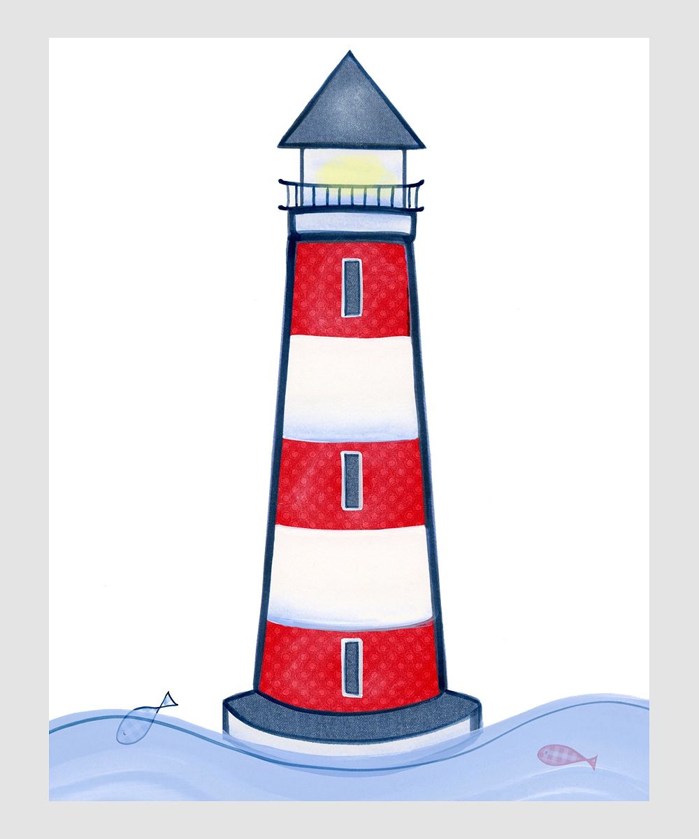 Blue red print crafty. Navy clipart lighthouse
