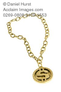 Necklace clipart bling necklace. Gold dollar sign stock
